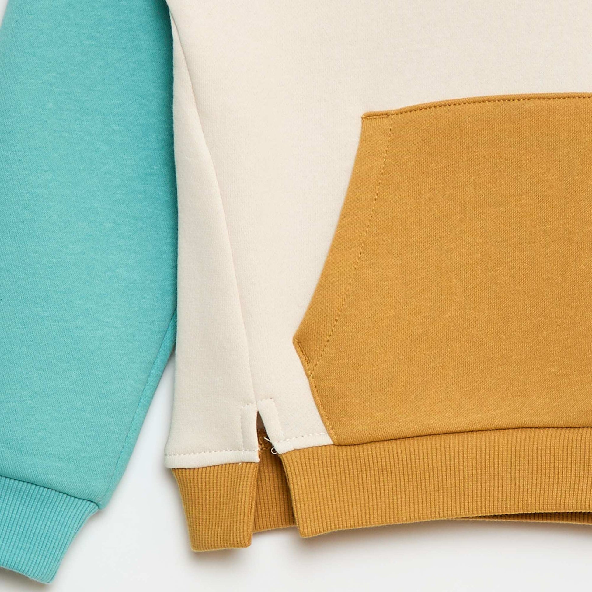 Sweat à capuche color bloc BLEU