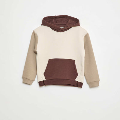 Sweat à capuche color bloc MARRON