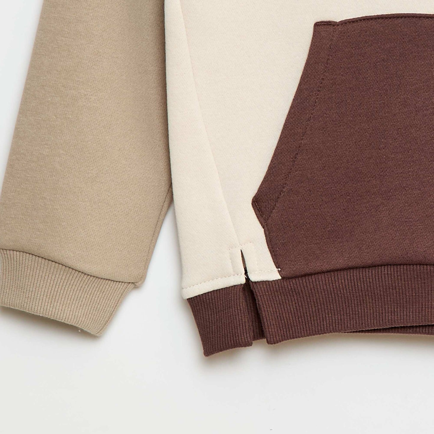Sweat à capuche color bloc MARRON