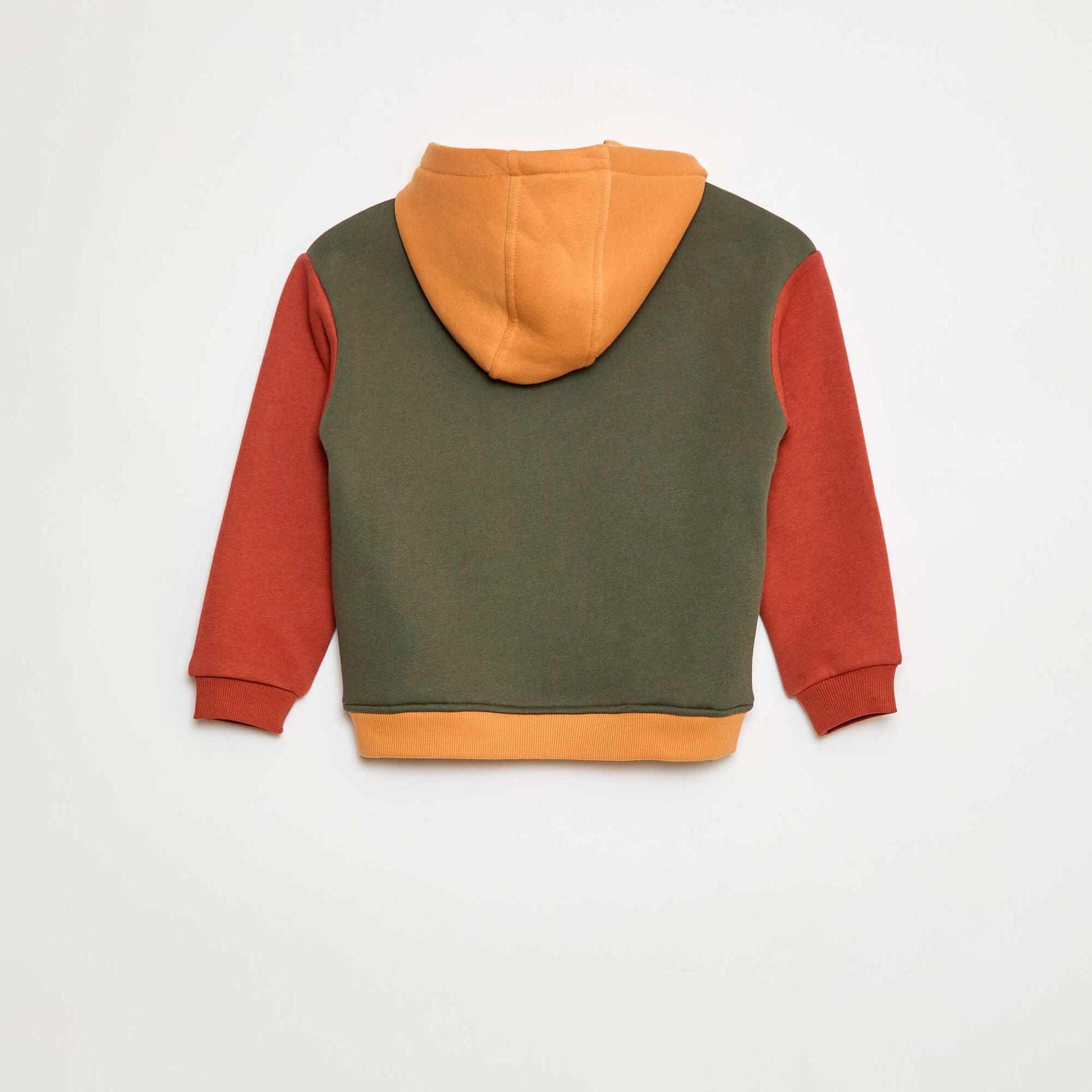 Sweat à capuche color bloc KAKI