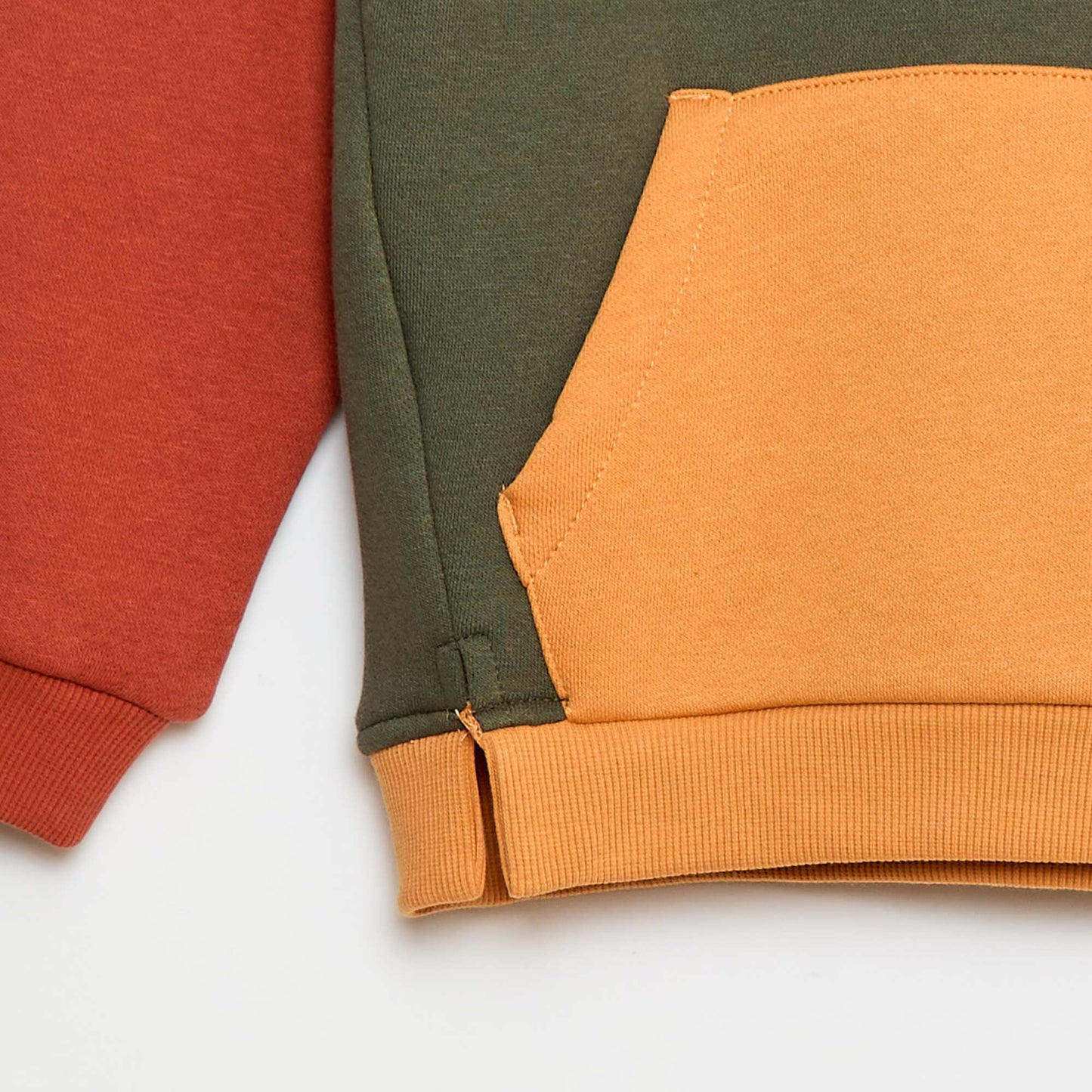 Sweat à capuche color bloc KAKI
