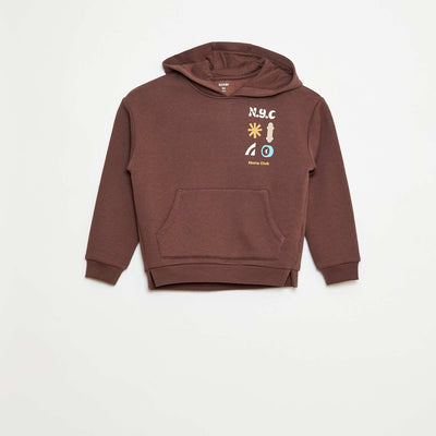 Sweat à capuche imprimé skate MARRON