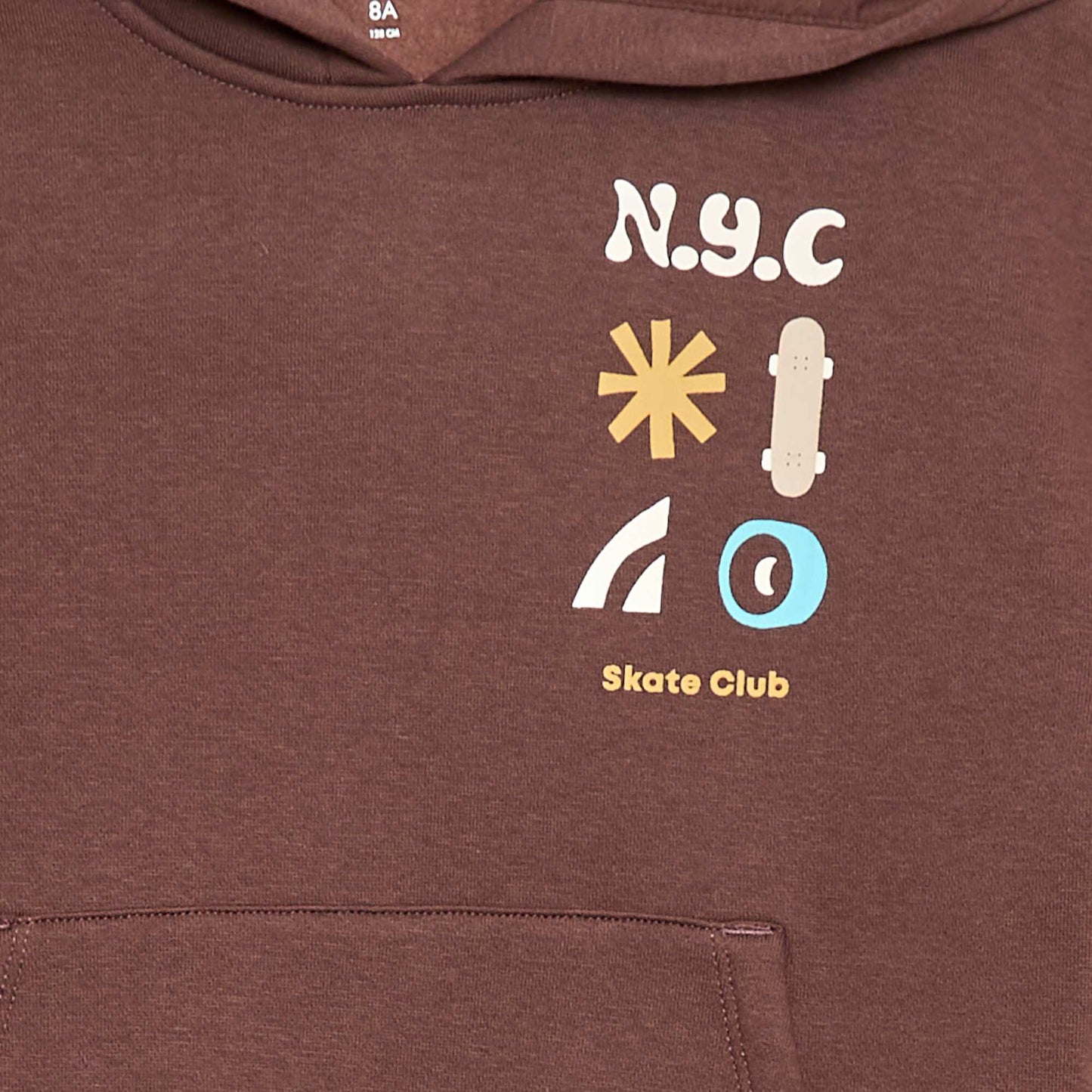 Sweat à capuche imprimé skate MARRON