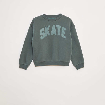 Sweat en molleton avec animation en maille bouclette VERT