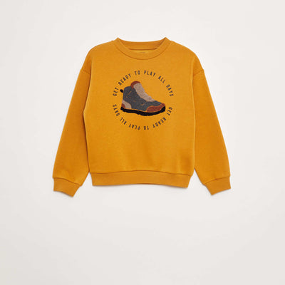 Sweat en molleton avec animation en maille bouclette JAUNE