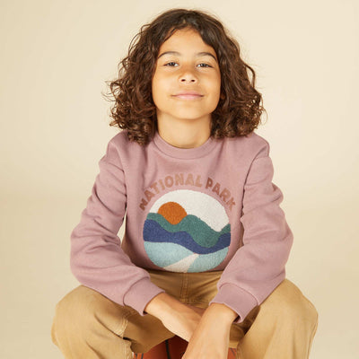 Sweat en molleton avec animation en maille bouclette VIOLET