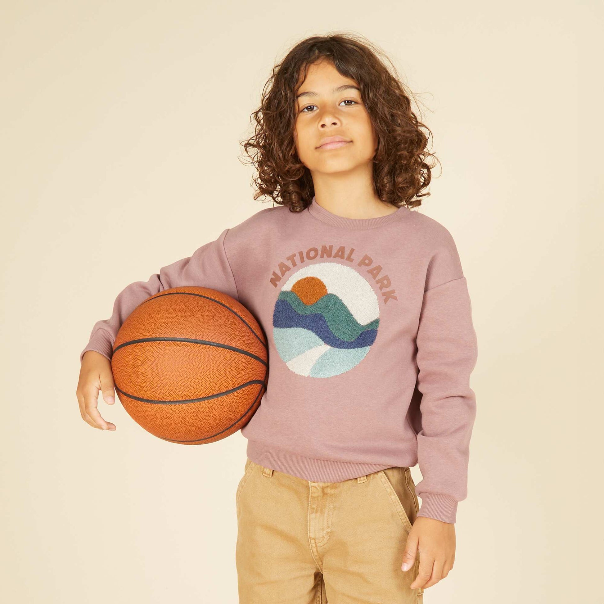 Sweat en molleton avec animation en maille bouclette VIOLET
