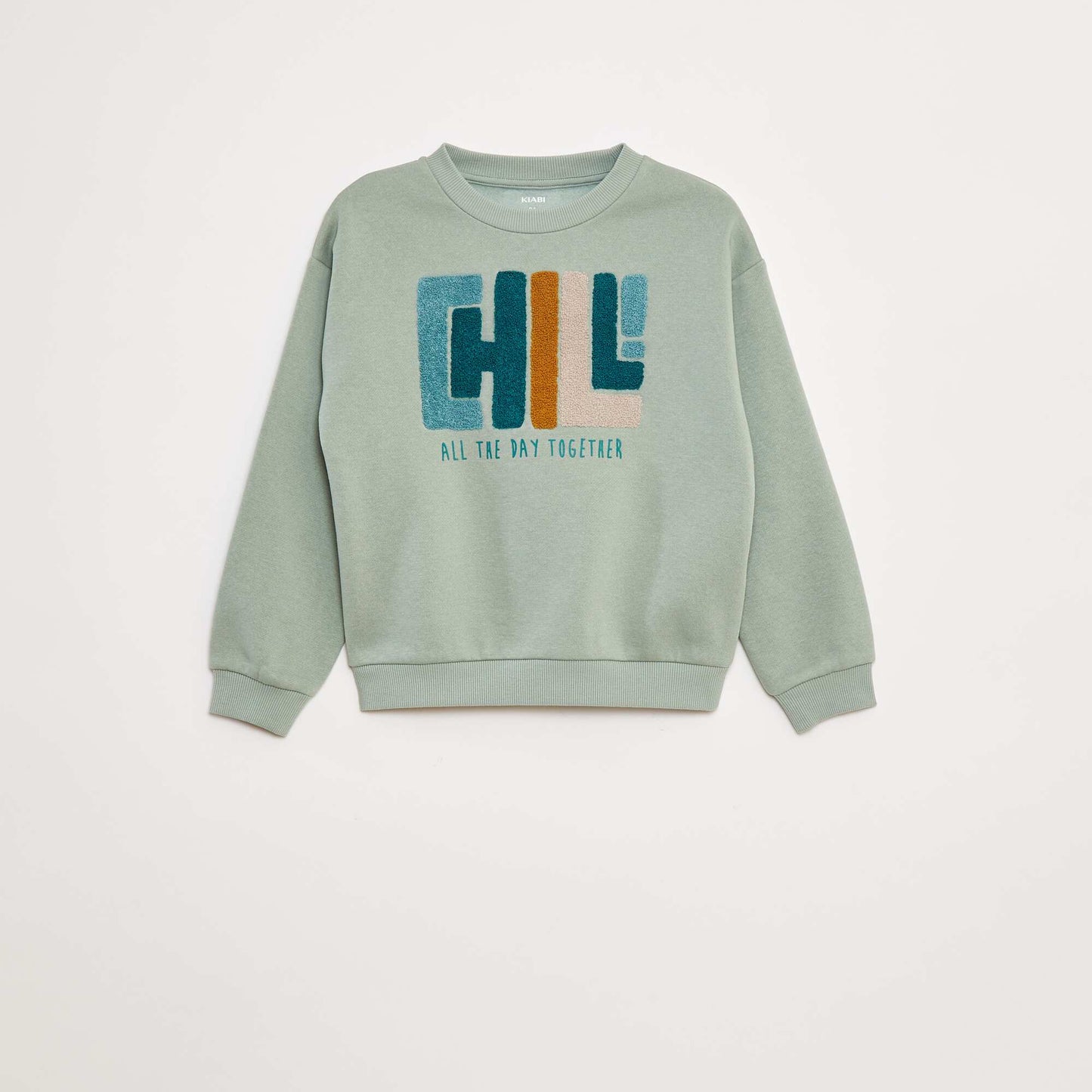 Sweat en molleton avec animation en maille bouclette BLEU