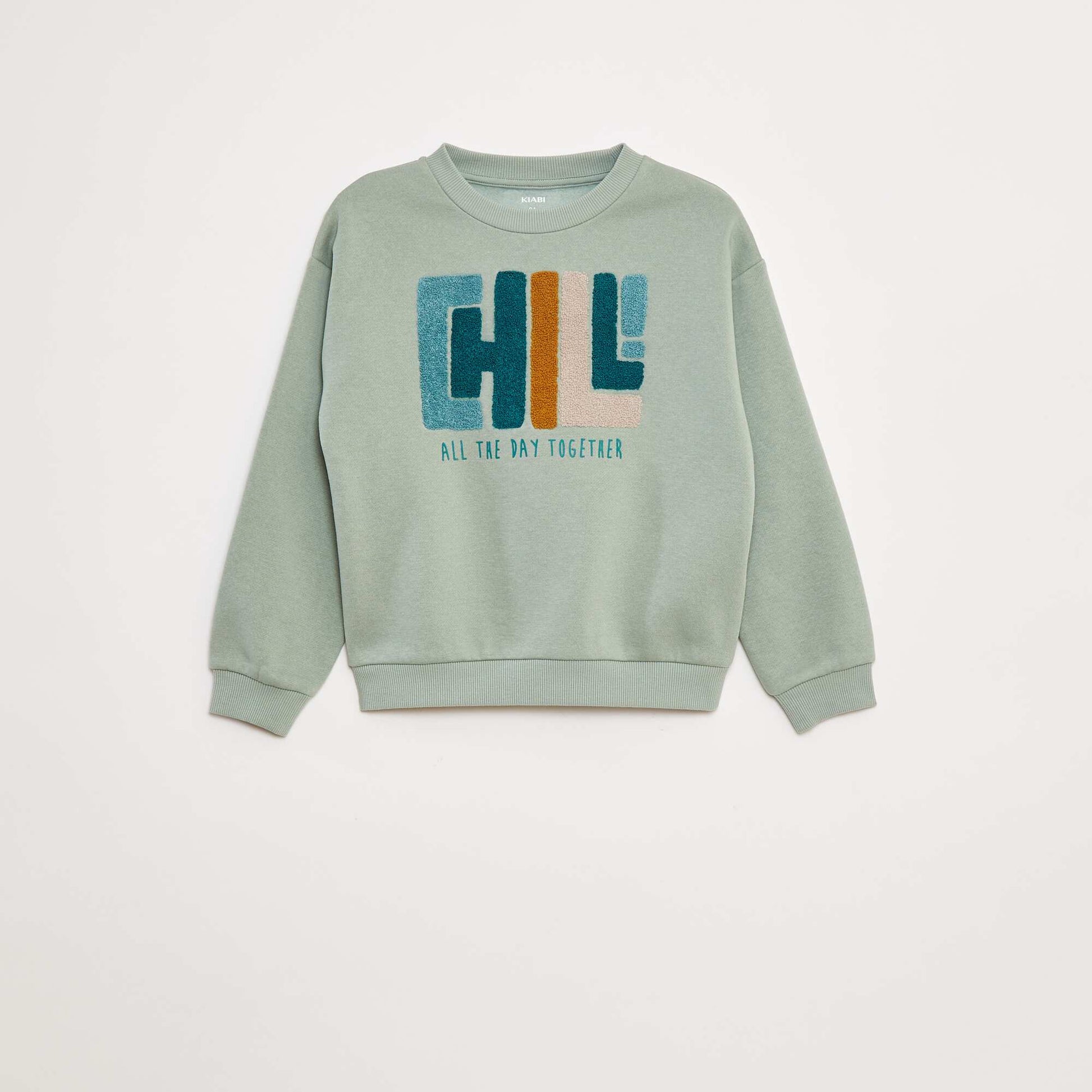 Sweat en molleton avec animation en maille bouclette BLEU