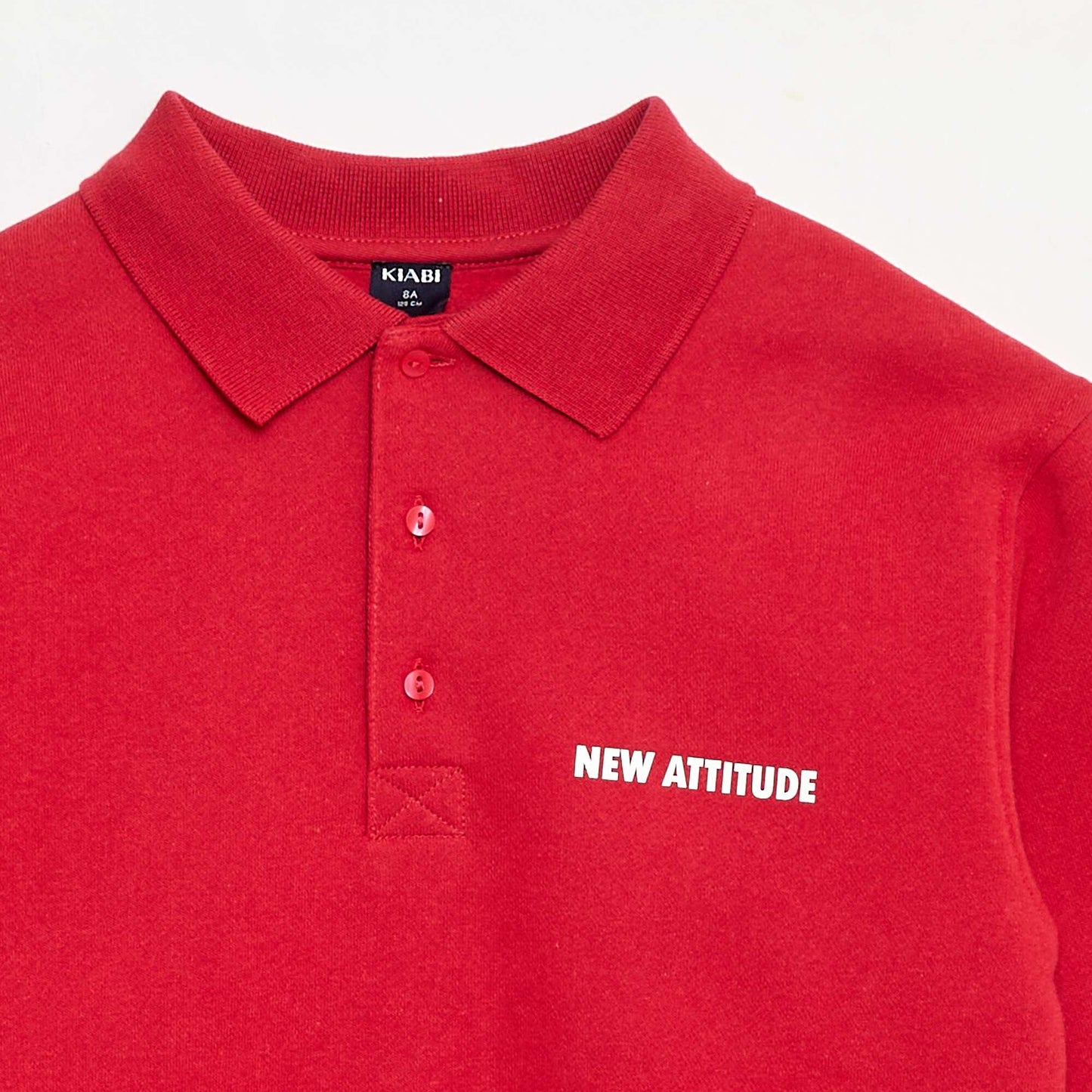 Sweat col polo à rayures ROUGE