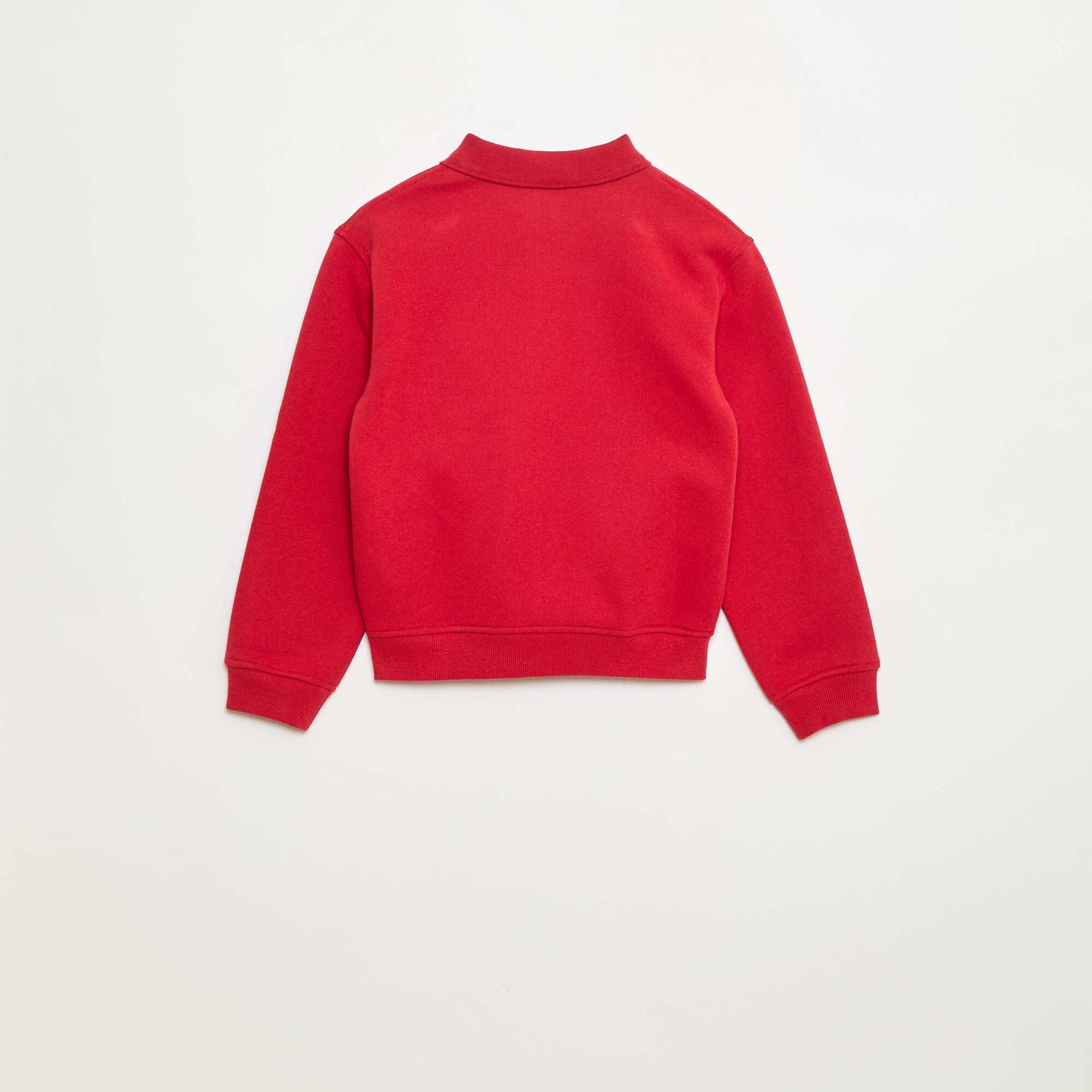 Sweat col polo à rayures ROUGE