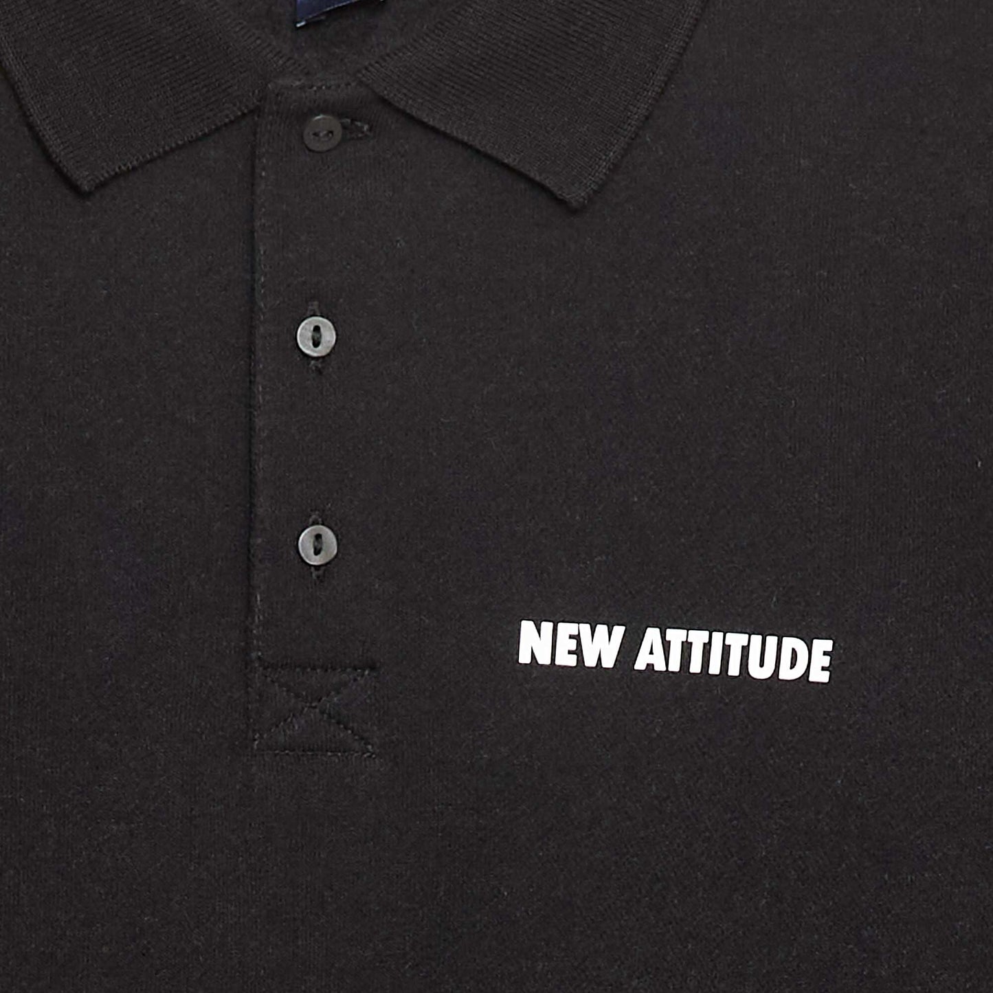Sweat col polo à rayures NOIR