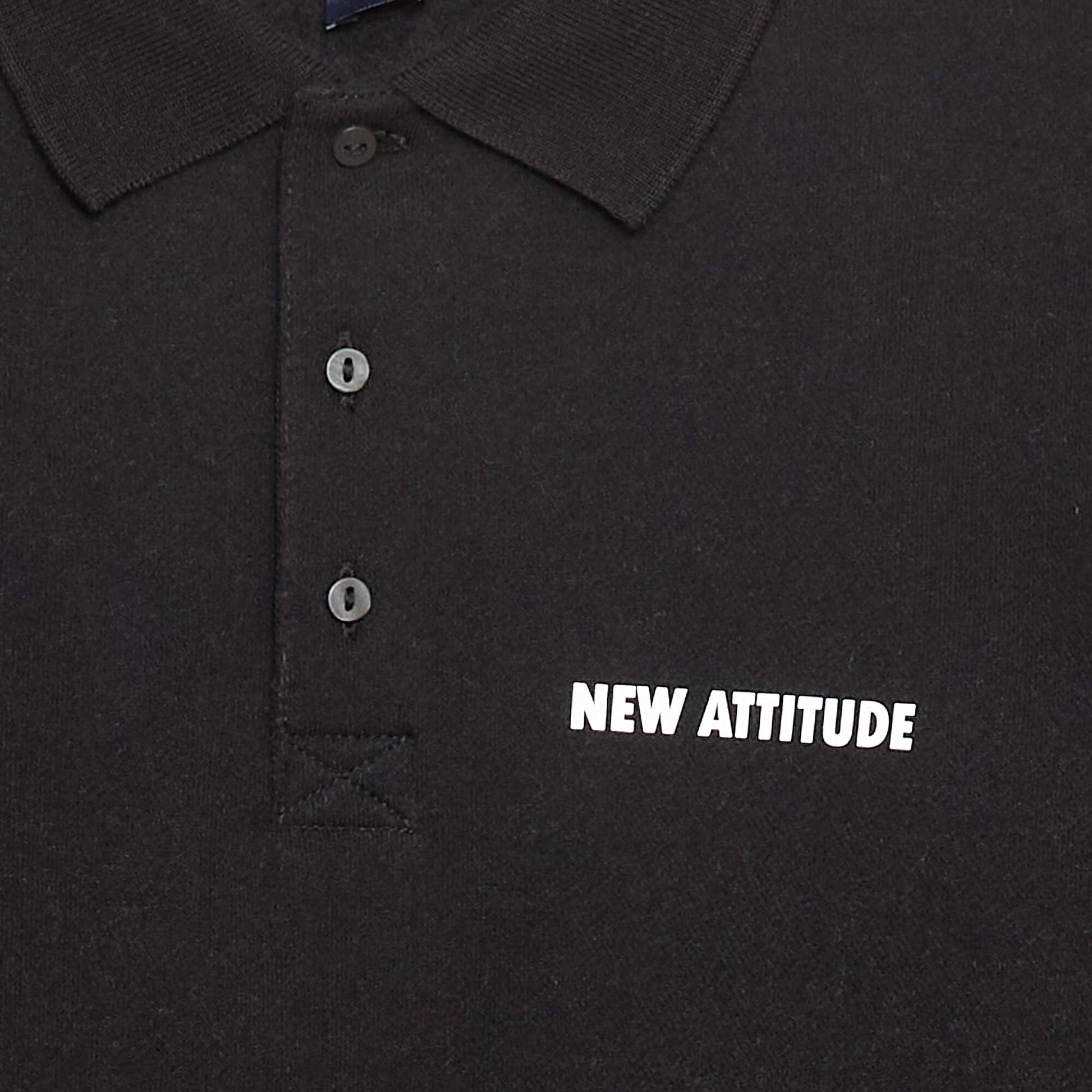Sweat col polo à rayures NOIR