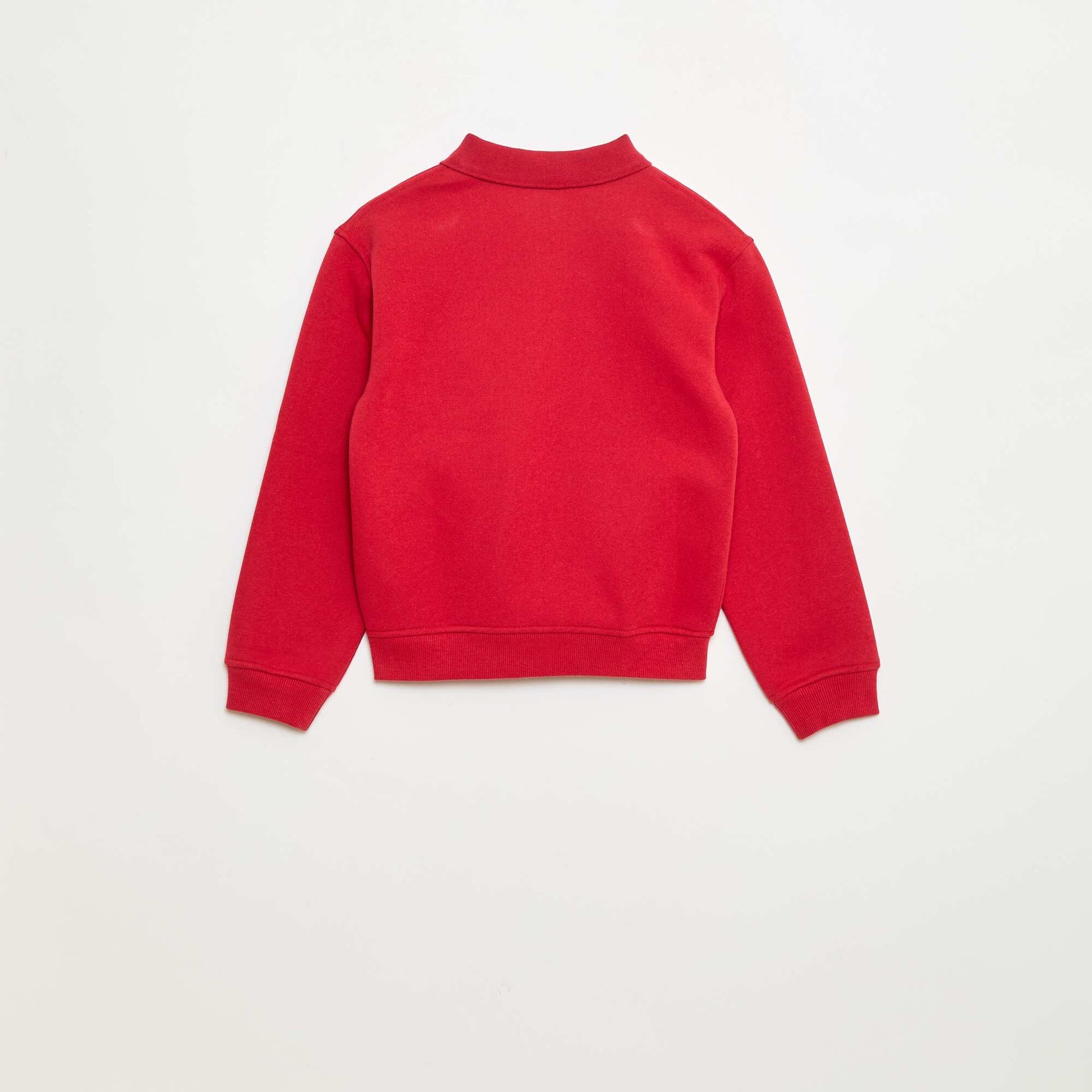 Sweat col polo à rayures ROUGE
