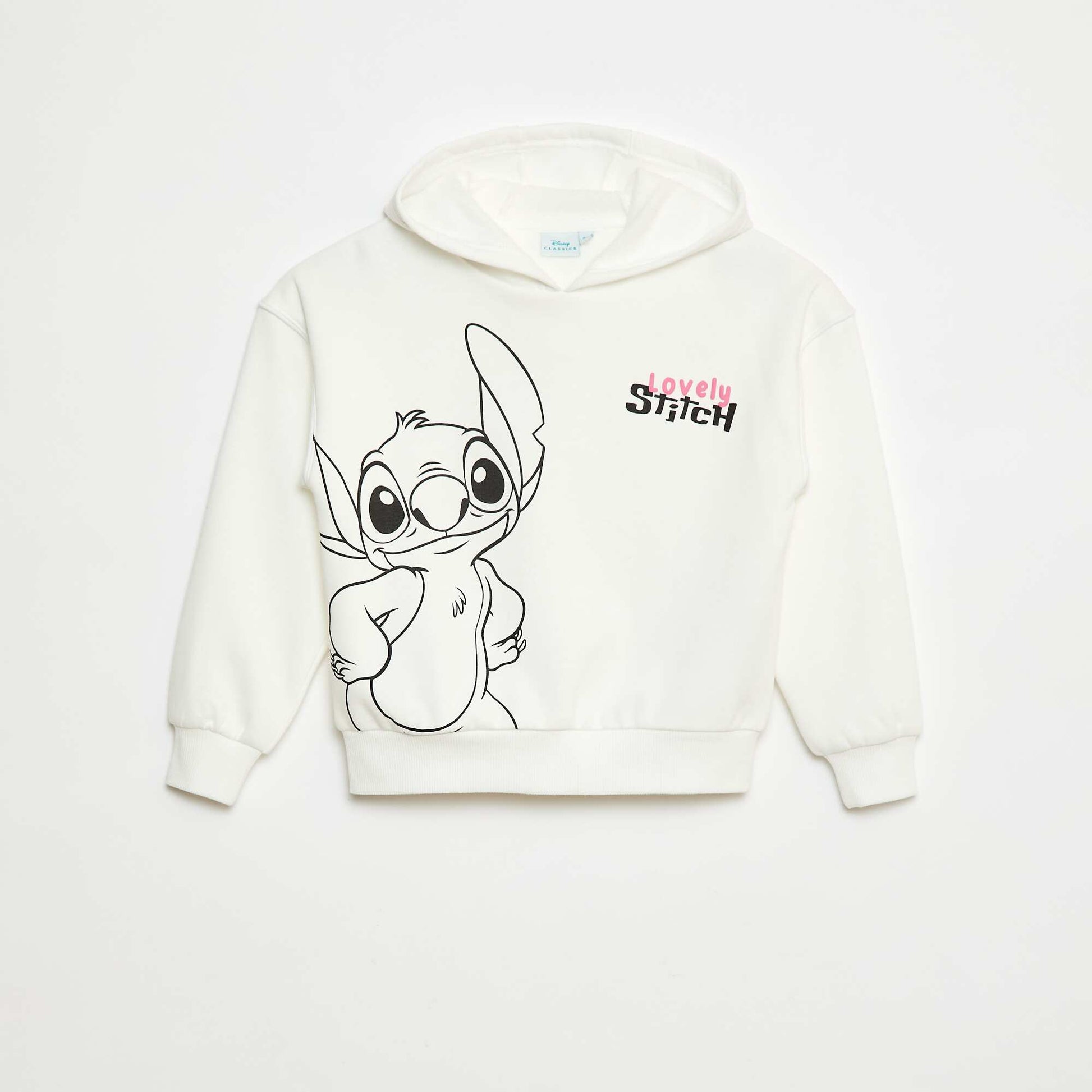 Sweat à capuche imprimé 'Lovely Stitch' BLANC