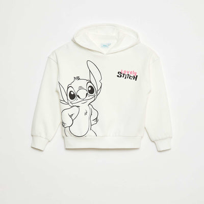 Sweat à capuche imprimé 'Lovely Stitch' BLANC