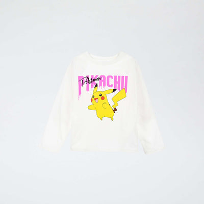 T-shirt imprimé 'Pikachu' BLANC