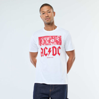 T-shirt imprimé 'AC/DC' à manches courtes BLANC