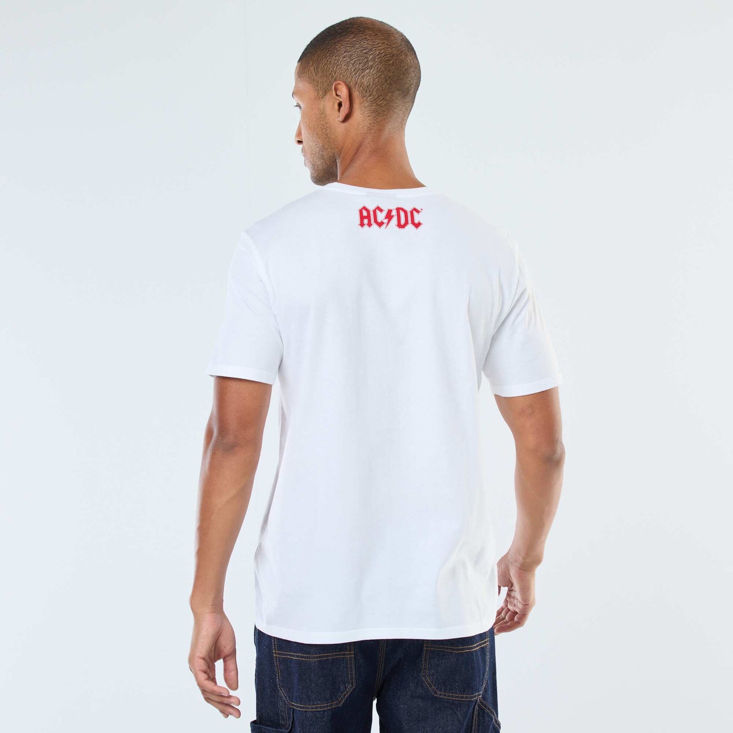 T-shirt imprimé 'AC/DC' à manches courtes BLANC