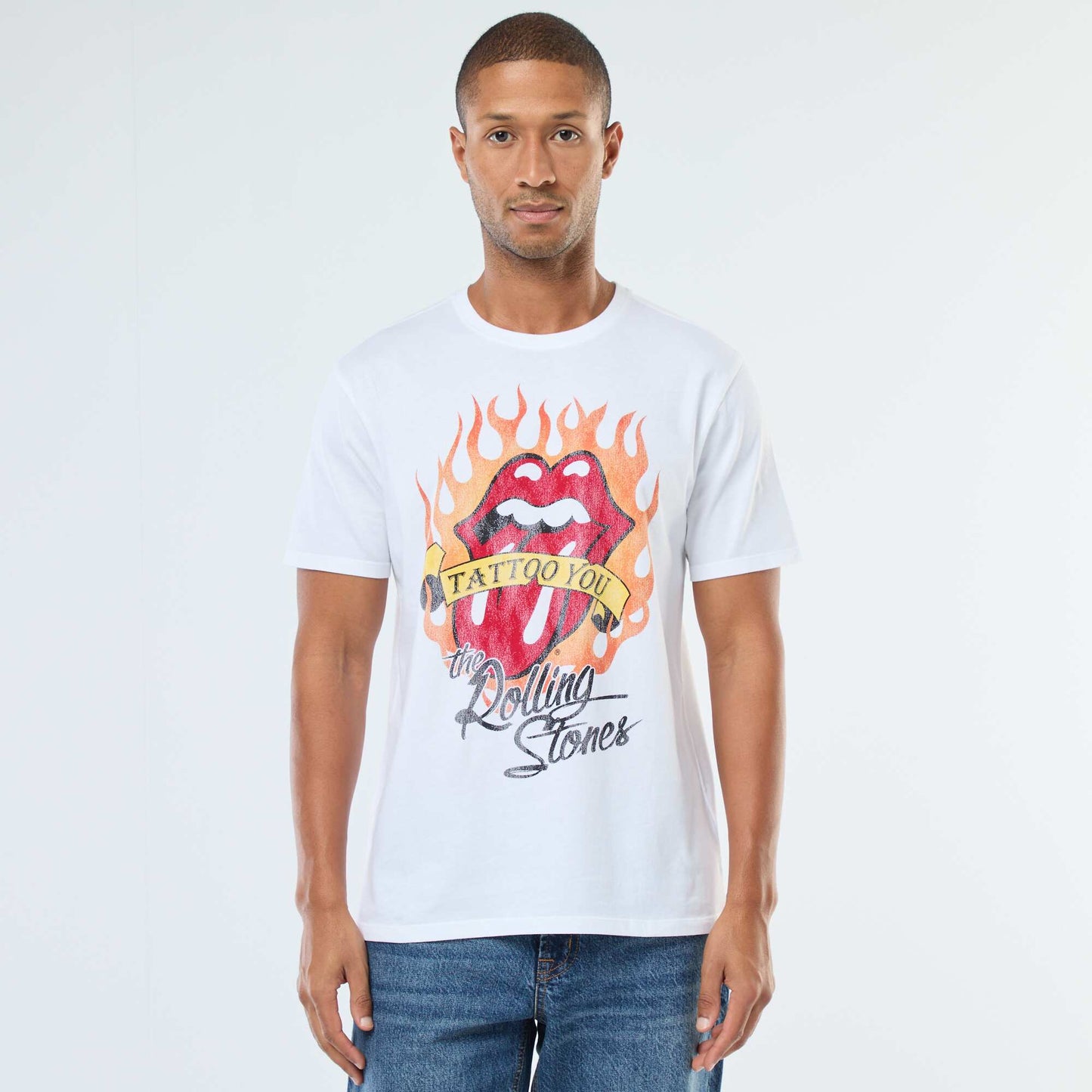 T-shirt imprimé 'The Rolling Stones' à manches courtes BLANC