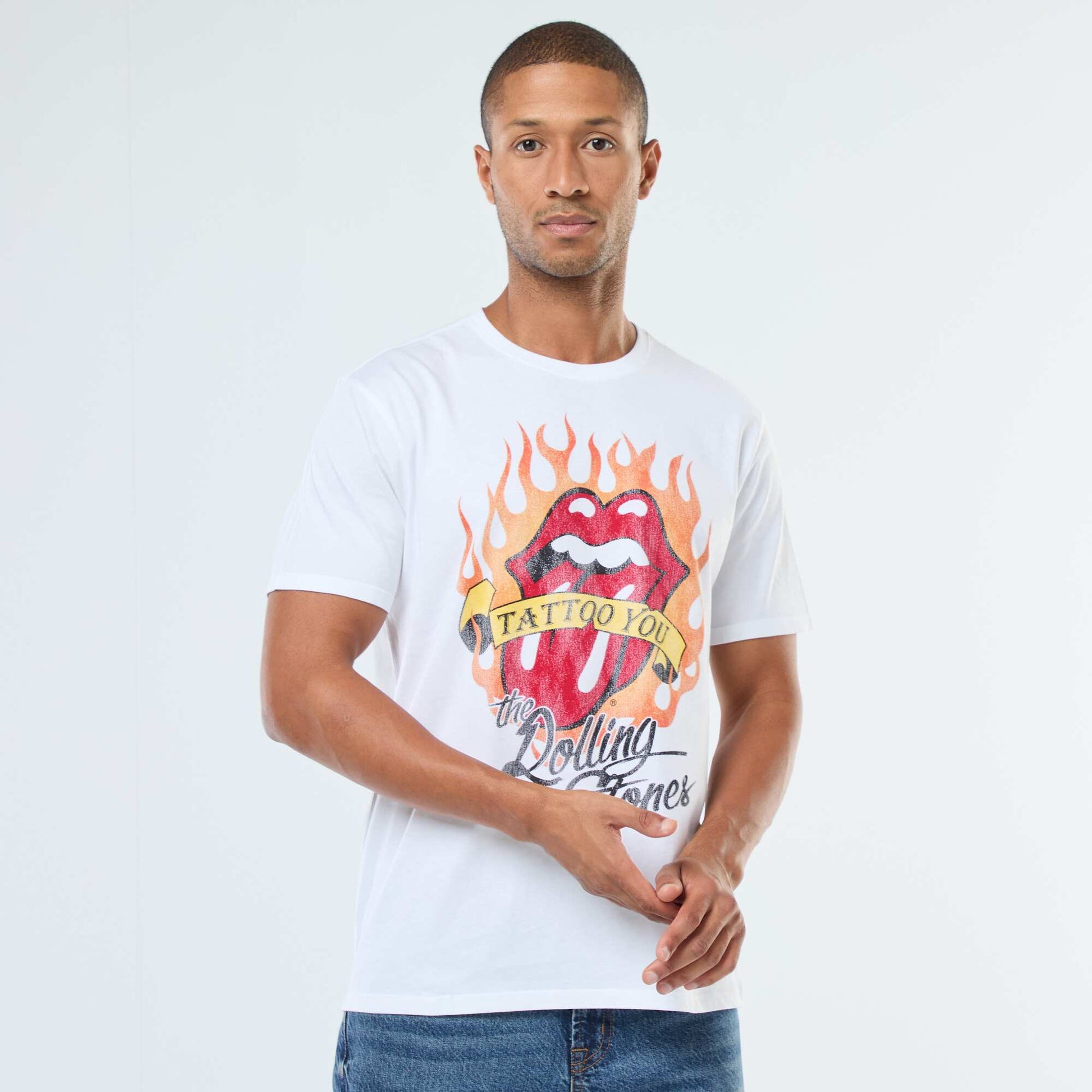 T-shirt imprimé 'The Rolling Stones' à manches courtes BLANC