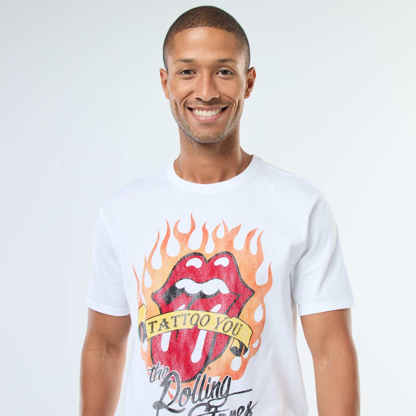 T-shirt imprimé 'The Rolling Stones' à manches courtes BLANC