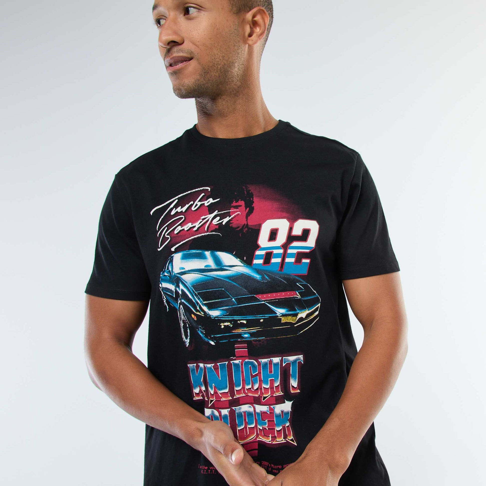 T-shirt imprimé 'K2000' à manches courtes NOIR