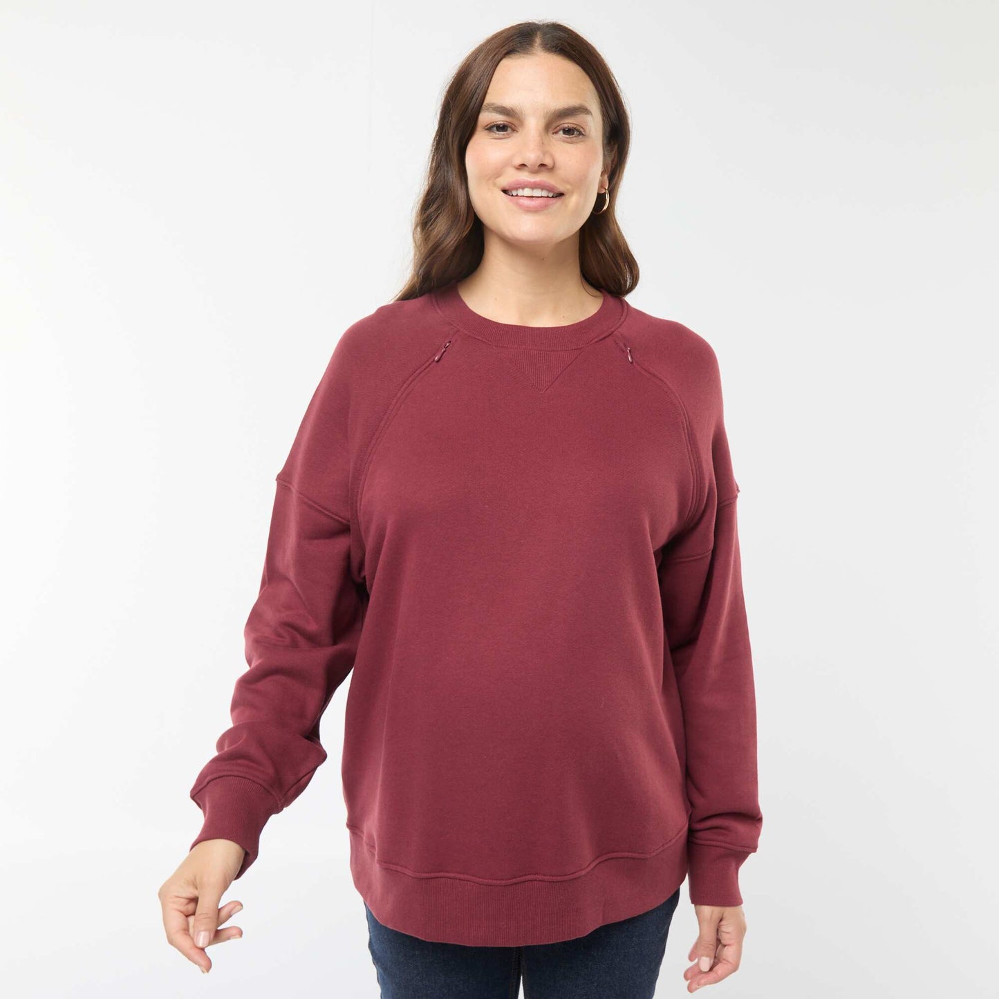 Sweat d'allaitement en molleton BORDEAUX