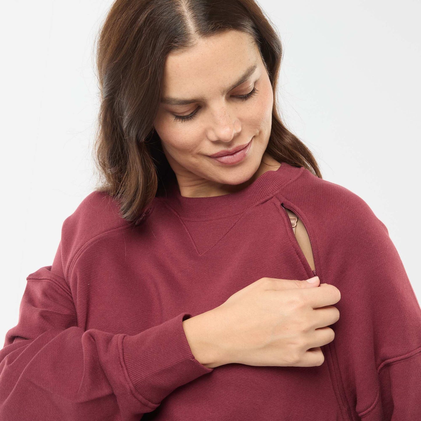 Sweat d'allaitement en molleton BORDEAUX