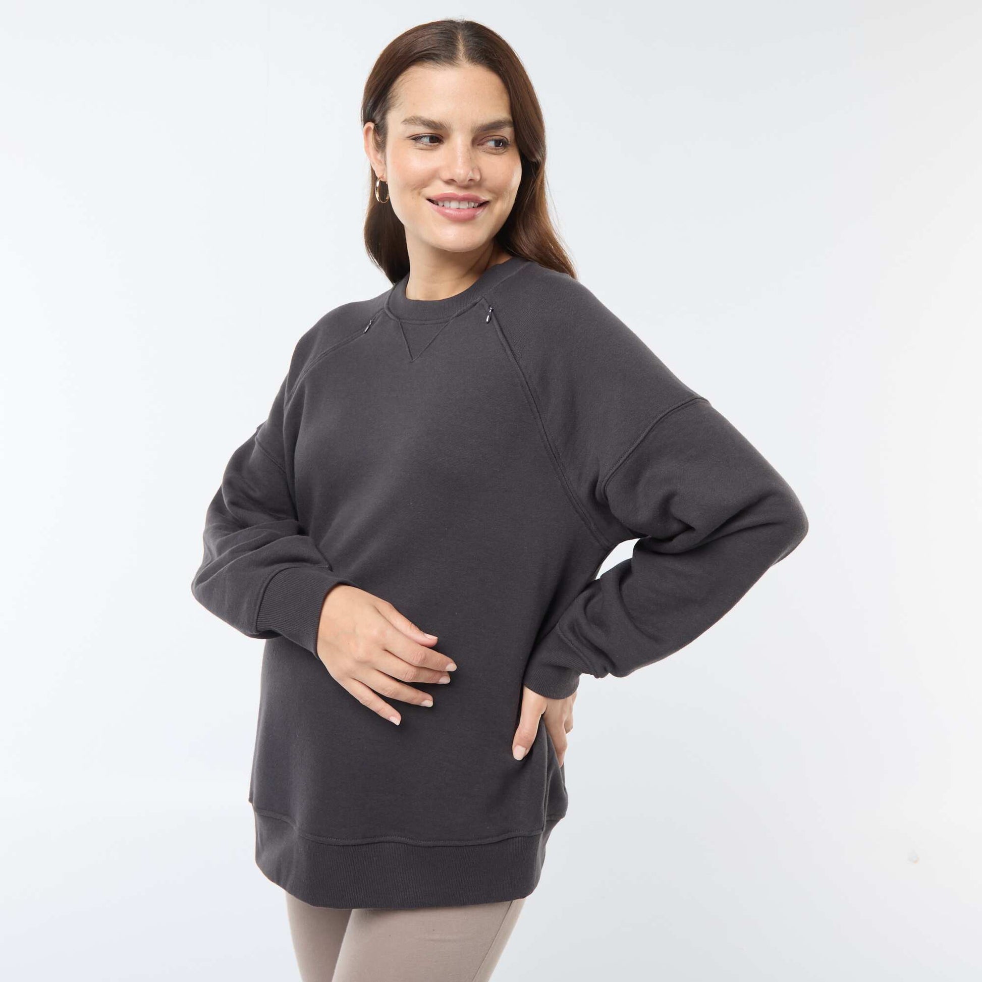 Sweat d'allaitement en molleton NOIR