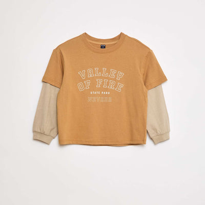 T-shirt à double manche JAUNE