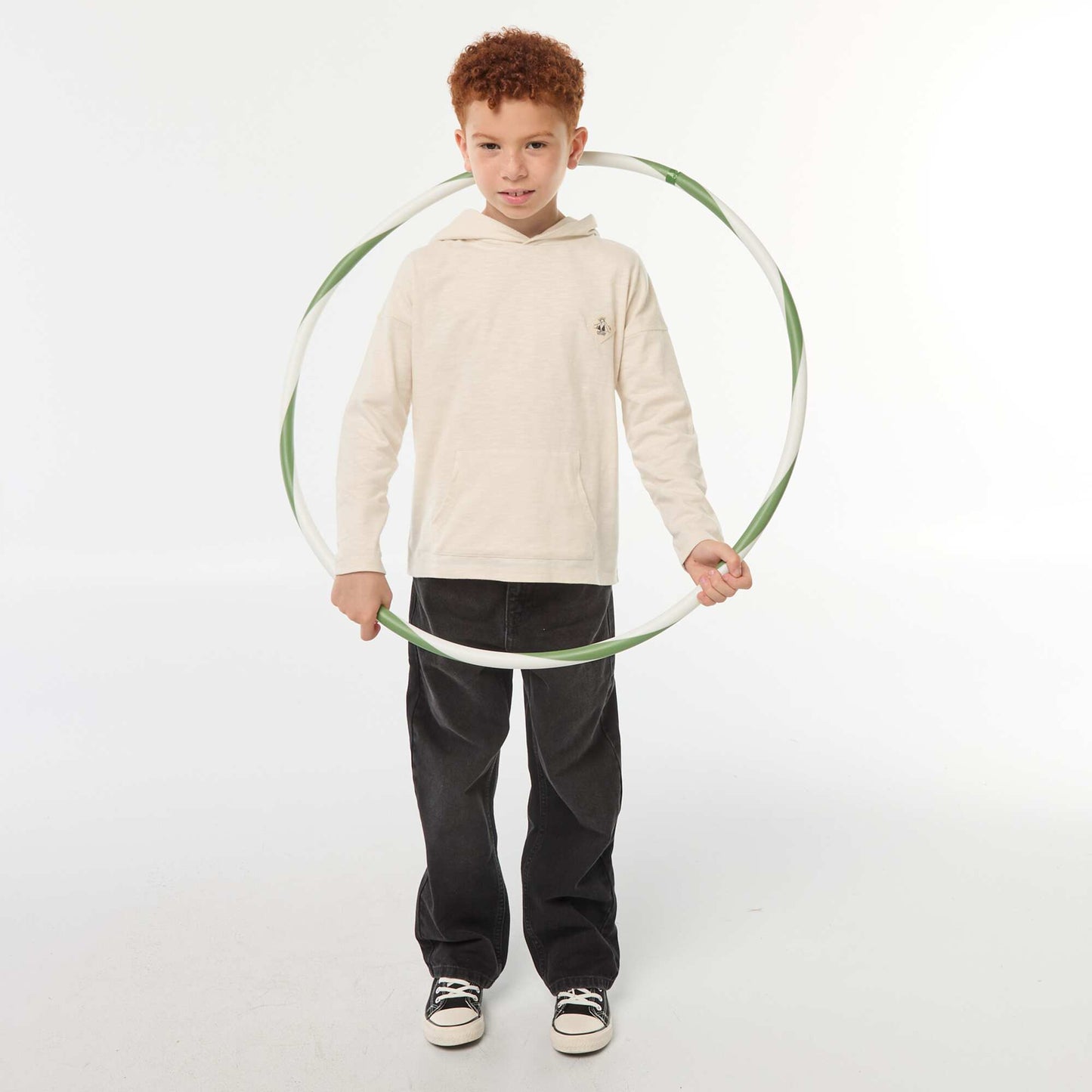 T-shirt à capuche à manches longues BLANC