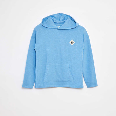 T-shirt à capuche à manches longues BLEU