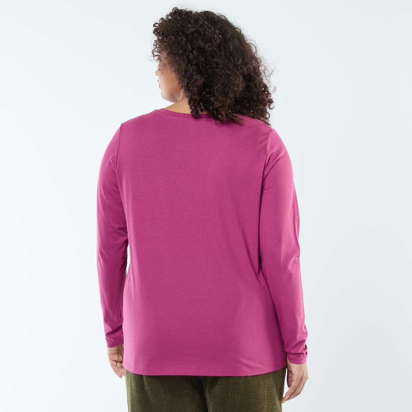 Tee-shirt en jersey avec col V et manches courtes ROSE