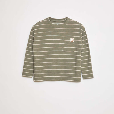 T-shirt en maille à rayures VERT