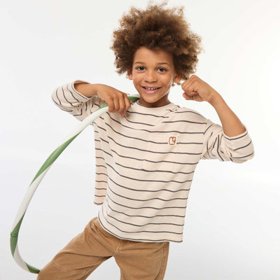 T-shirt en maille à rayures BEIGE