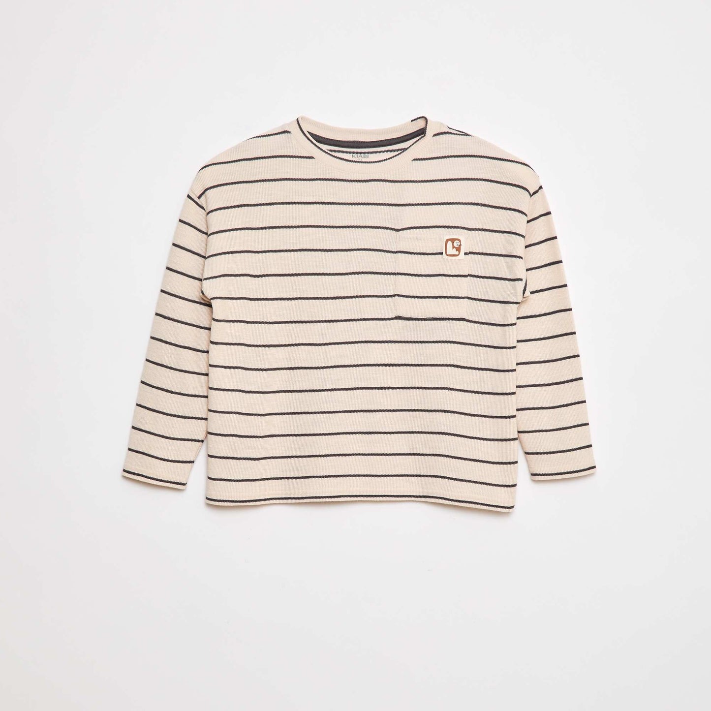 T-shirt en maille à rayures BEIGE