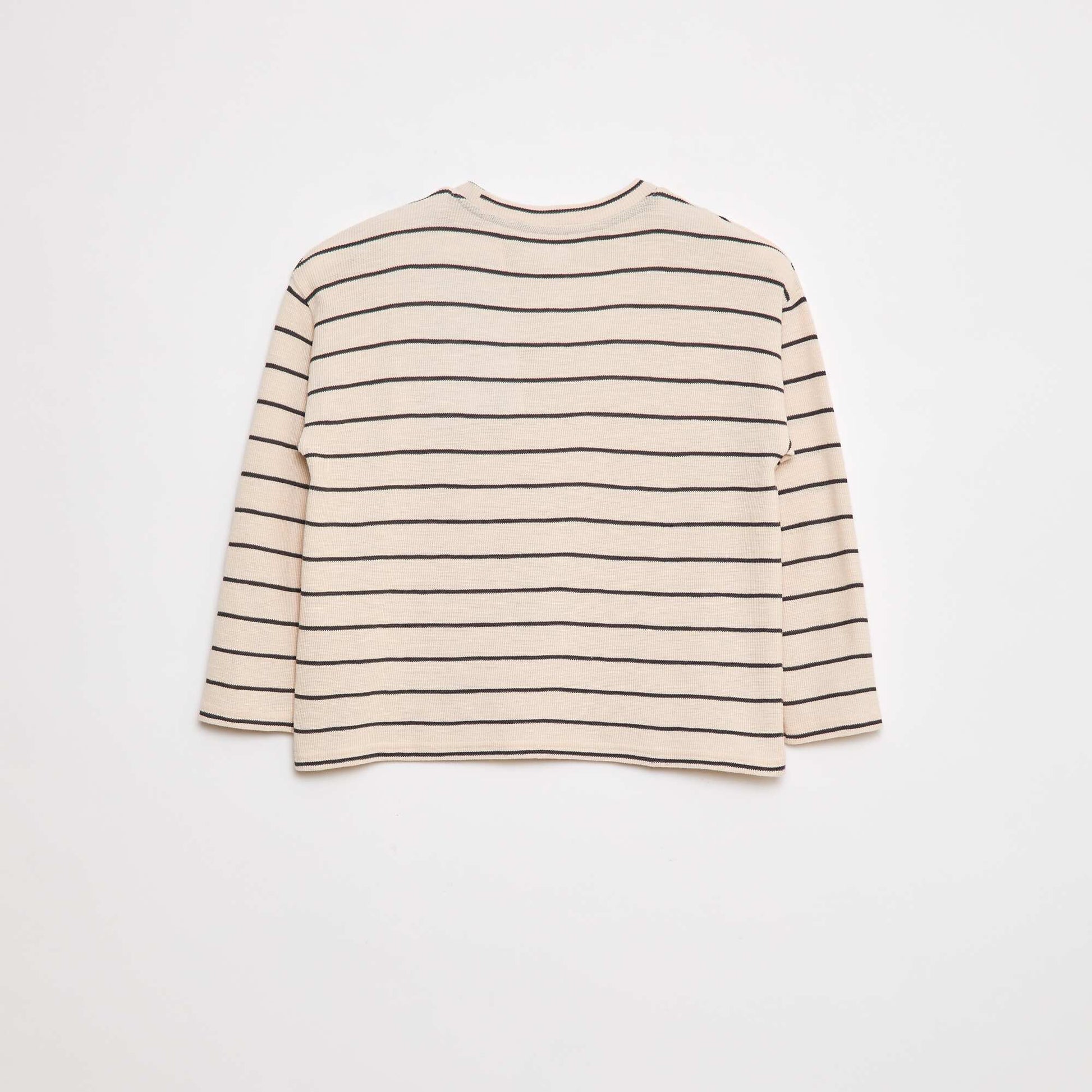 T-shirt en maille à rayures BEIGE