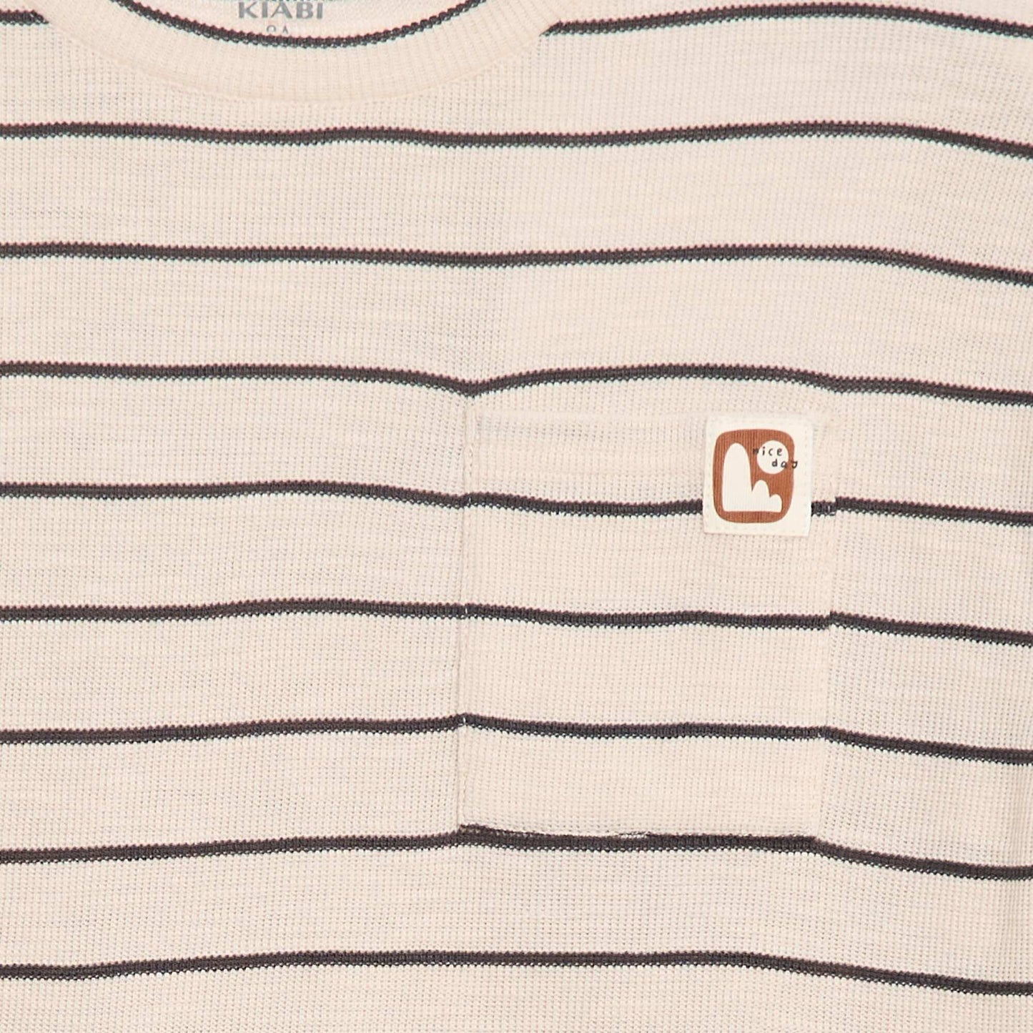 T-shirt en maille à rayures BEIGE