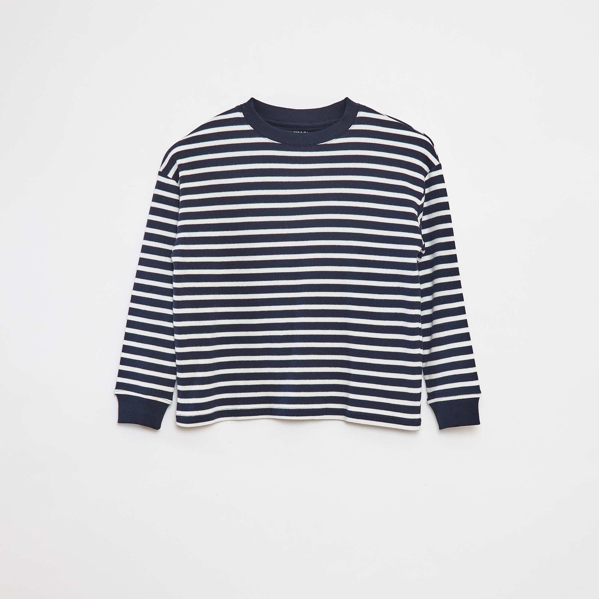 T-shirt à manches longues rayé BLEU