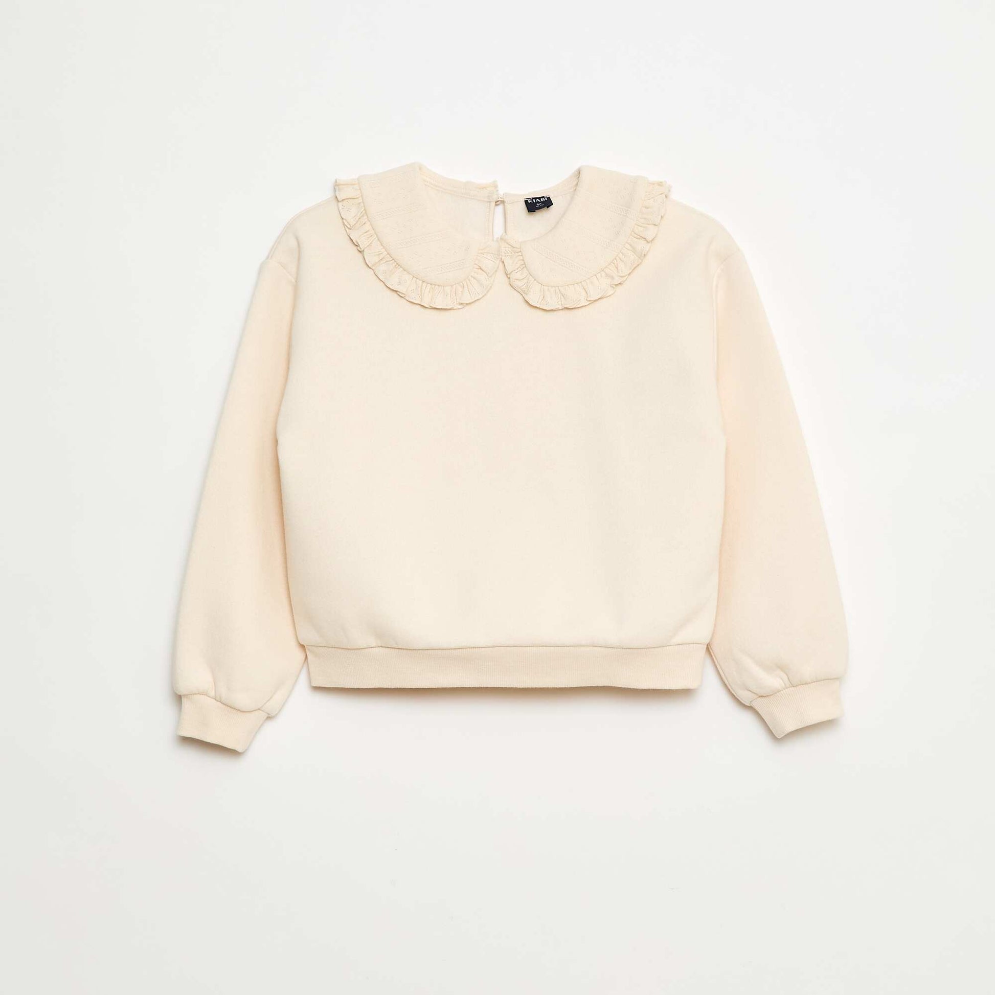 Sweat uni à col fantaisie BLANC