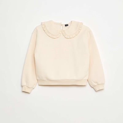 Sweat uni à col fantaisie BLANC