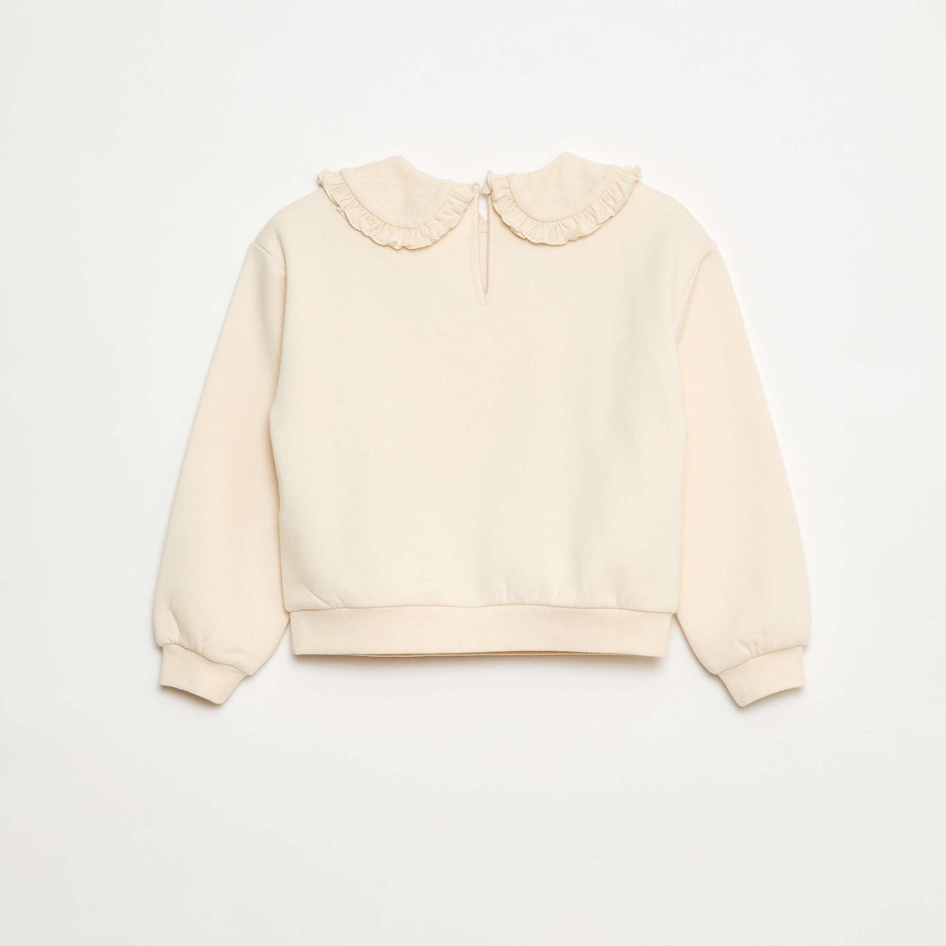 Sweat uni à col fantaisie BLANC