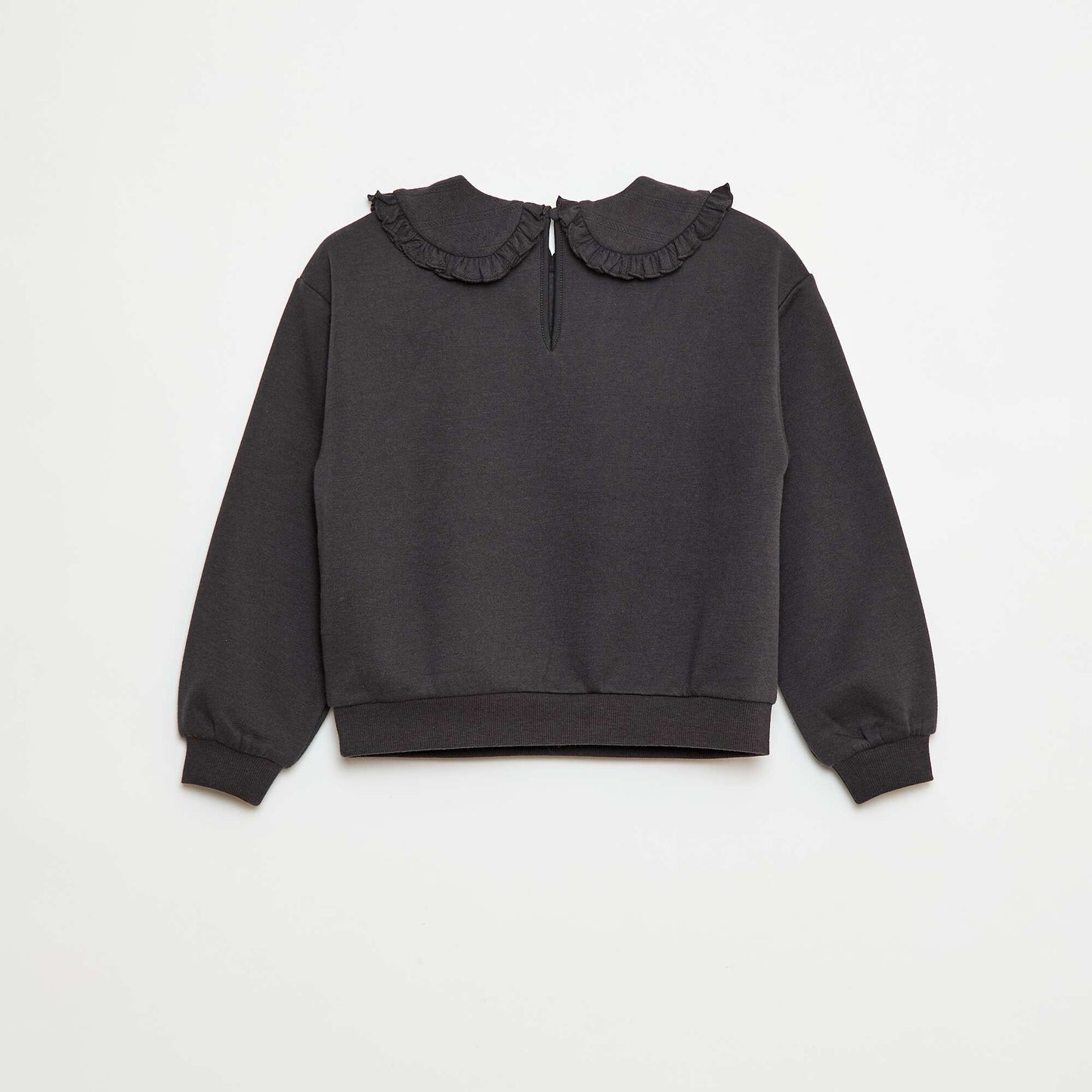 Sweat uni à col fantaisie NOIR