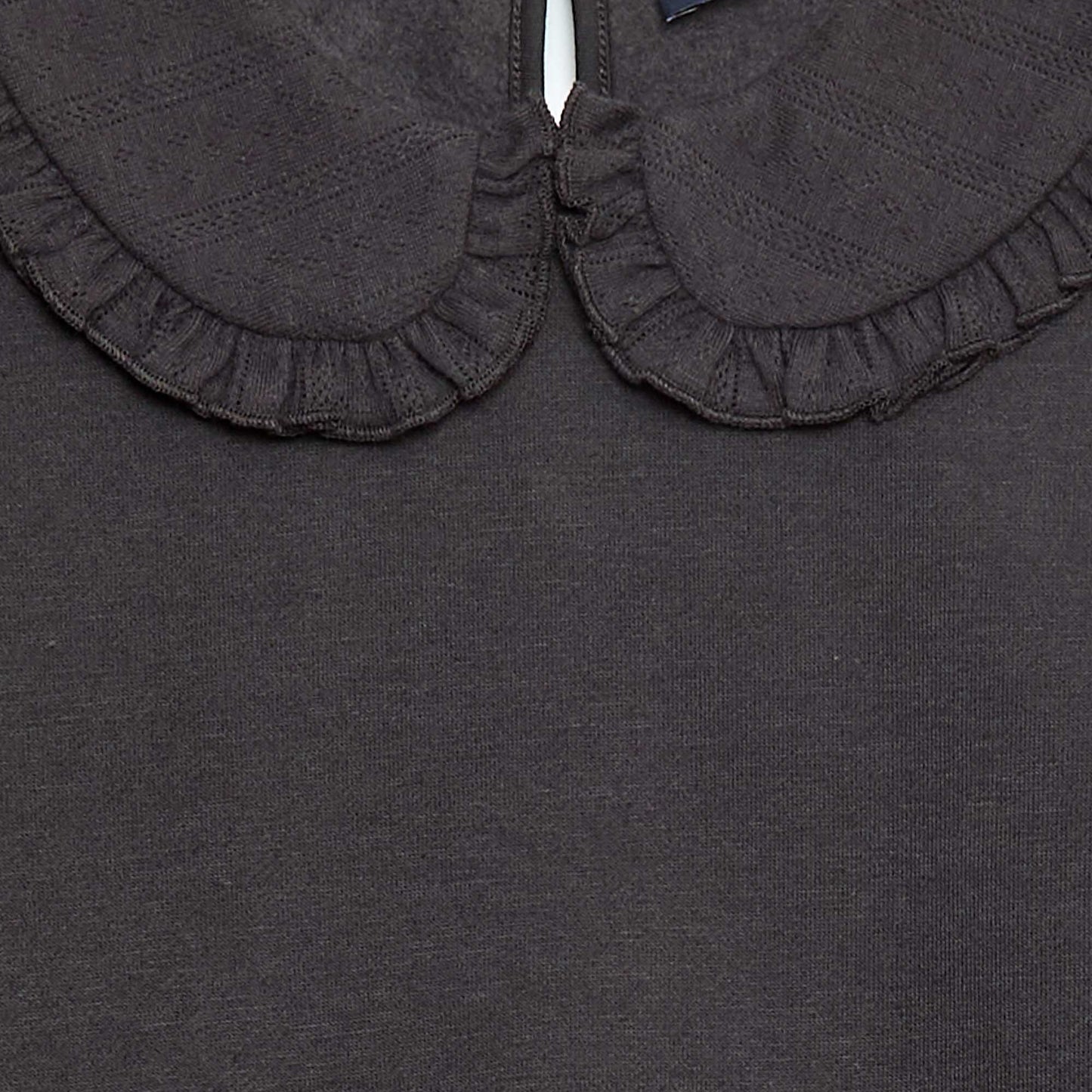 Sweat uni à col fantaisie NOIR