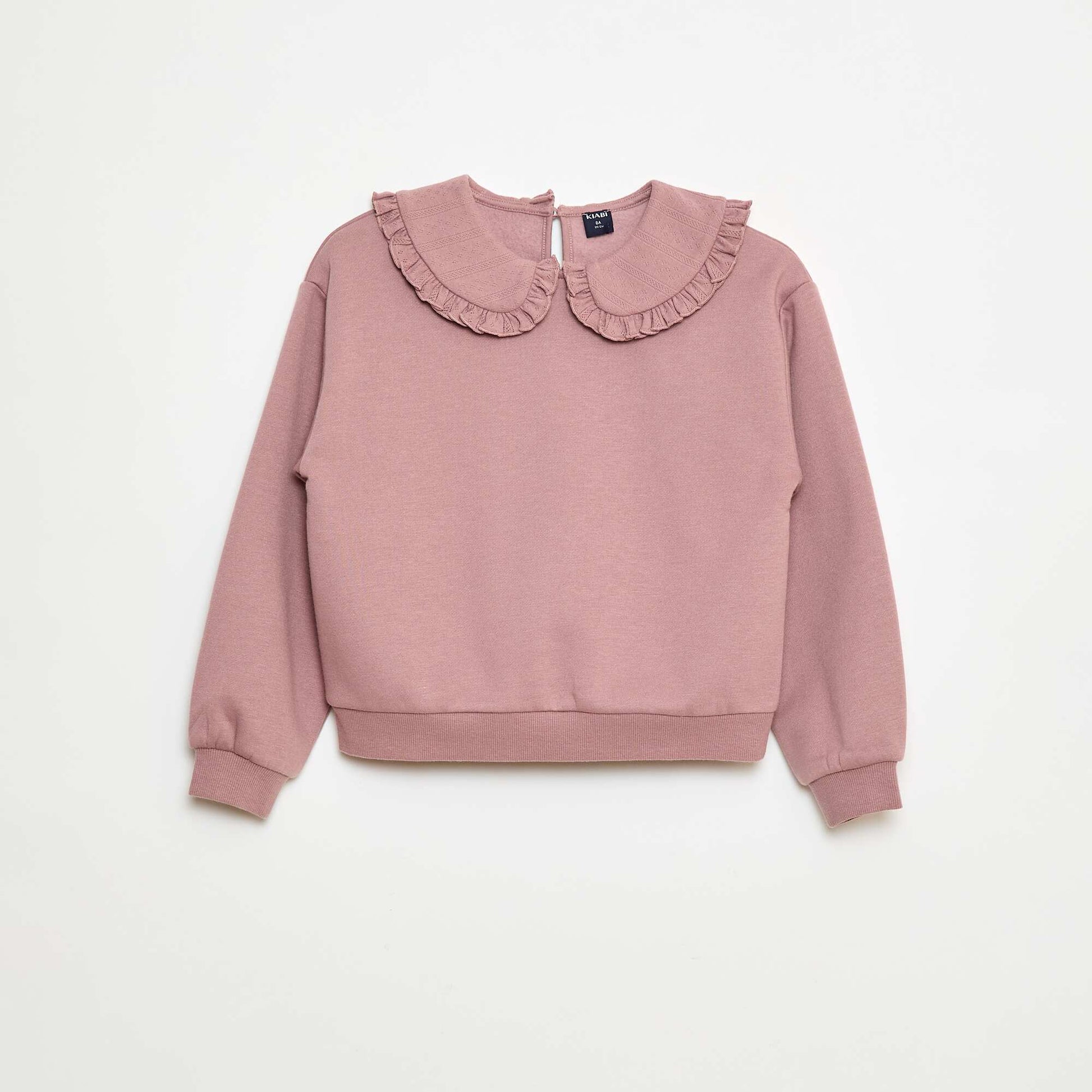 Sweat uni à col fantaisie ROSE
