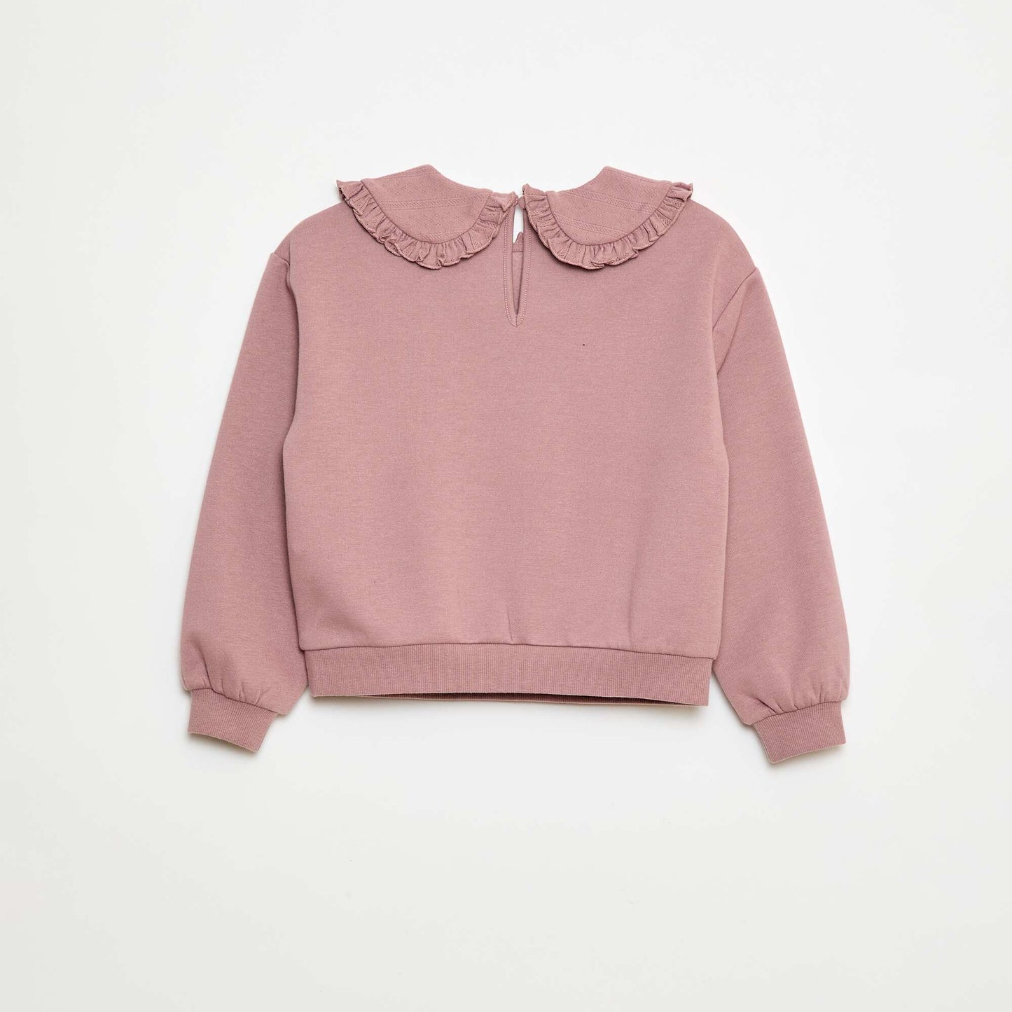Sweat uni à col fantaisie ROSE