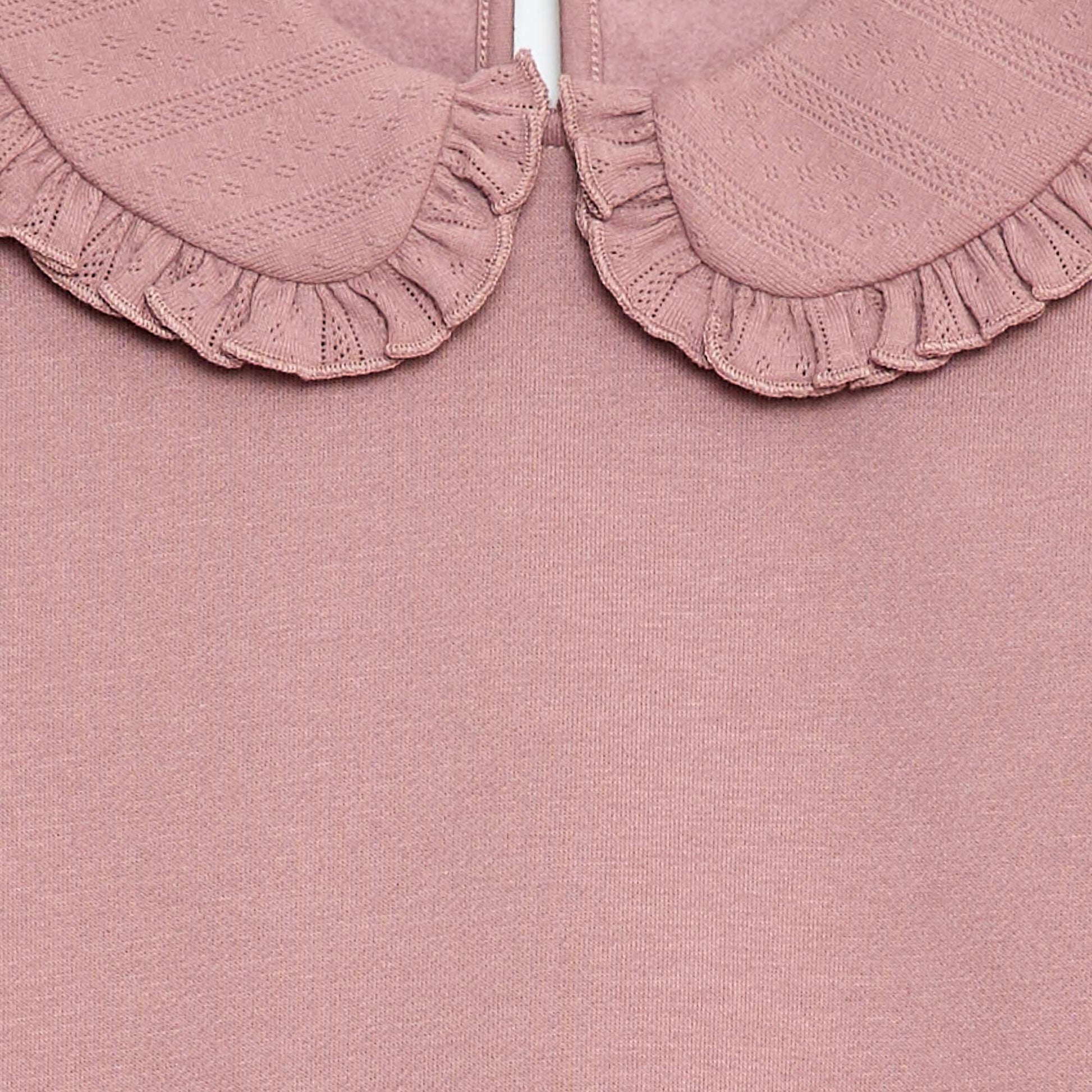 Sweat uni à col fantaisie ROSE