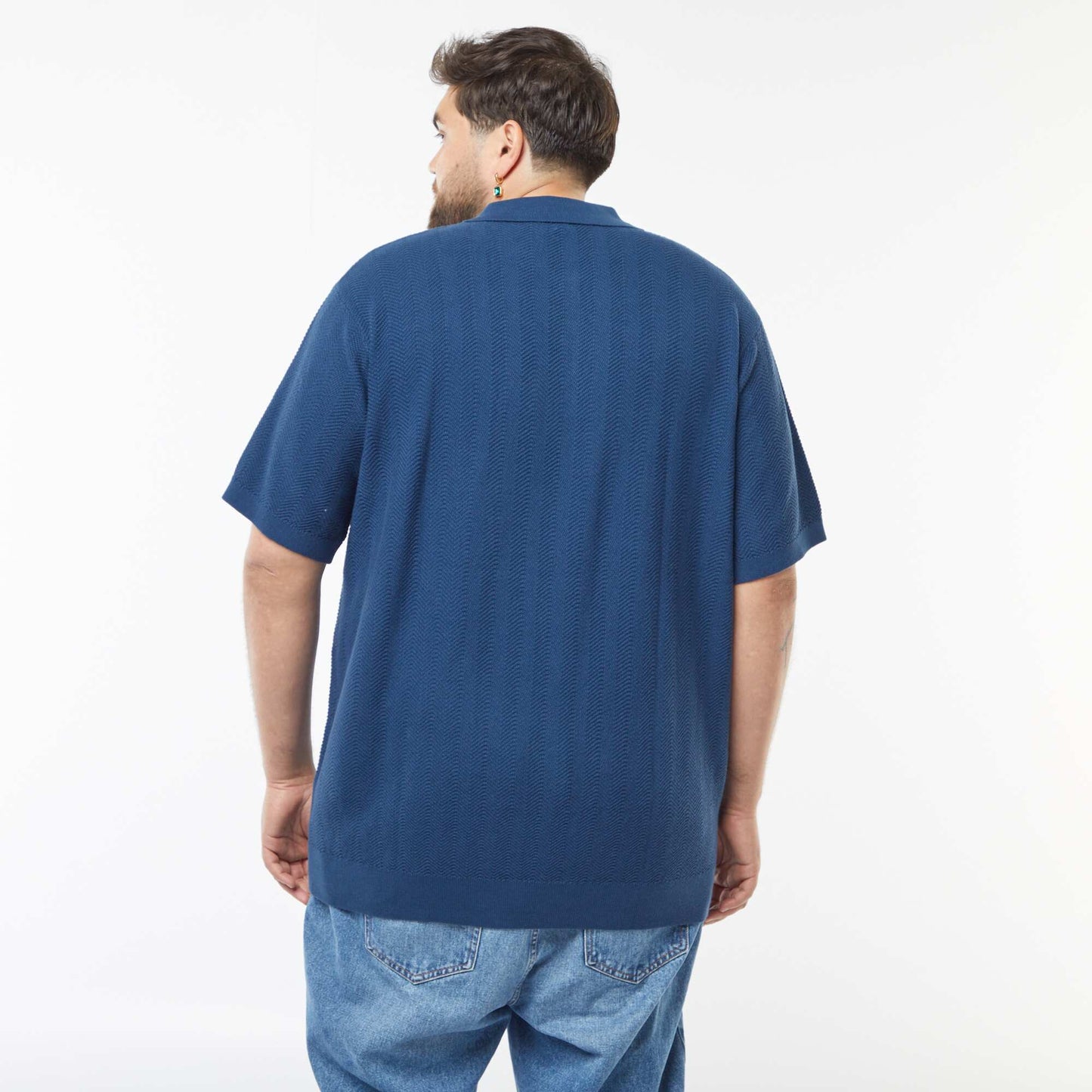 Polo en maille tricot manches courtes BLEU