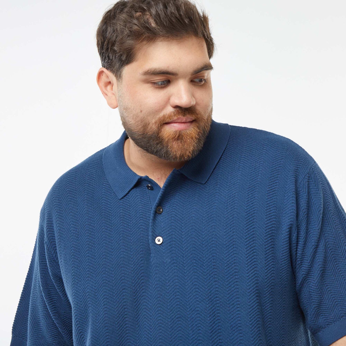 Polo en maille tricot manches courtes BLEU